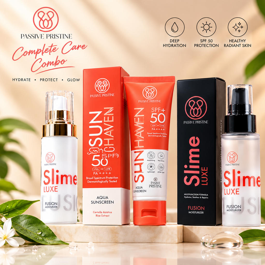 Passive Pristine Complete Glow & Protection Set – Slime Luxe Hydrator+ Slime Luxe Moisturizer+ Sun Haven SPF 50