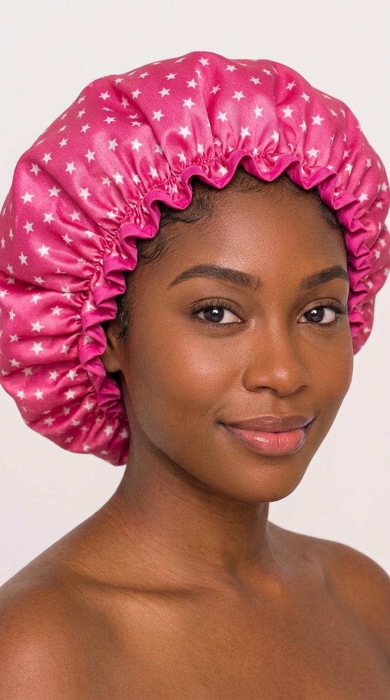 Double-Layer Waterproof Shower Cap – Reusable Hair Protection Cap