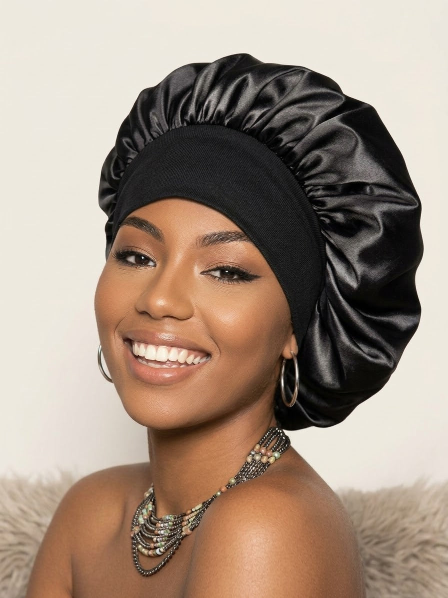 Premium Satin Bonnet with 3.5" Stretchy Wide Band