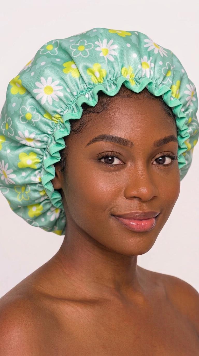 Double-Layer Waterproof Shower Cap – Reusable Hair Protection Cap