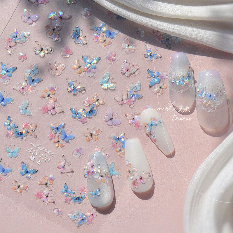 Shell Light Butterfly Bubble Nail Art Stickers New 3D