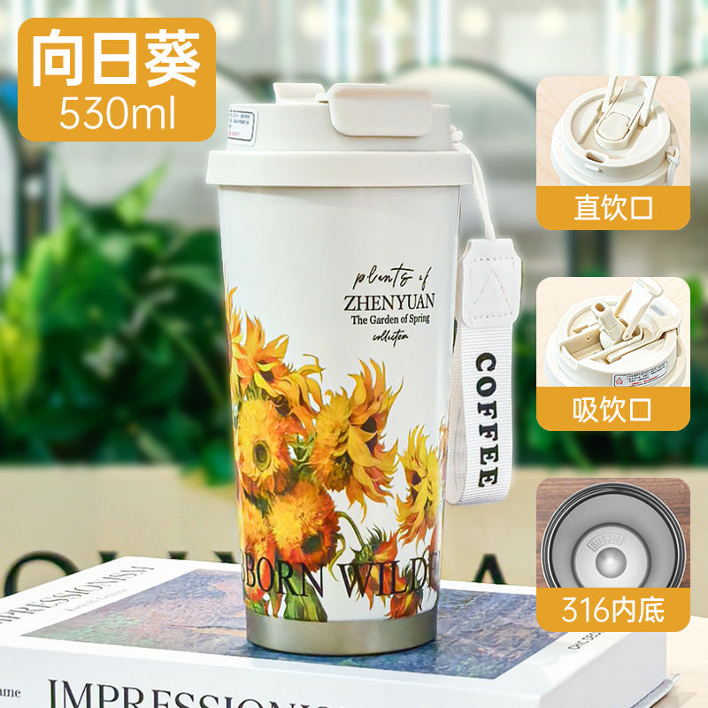 Sommer-Isolierbecher aus Edelstahl, Thermobecher, Kaffeebecher, doppelwandiger Auto-Becher, Geschenkbecher mit Smart-Display, personalisierbar