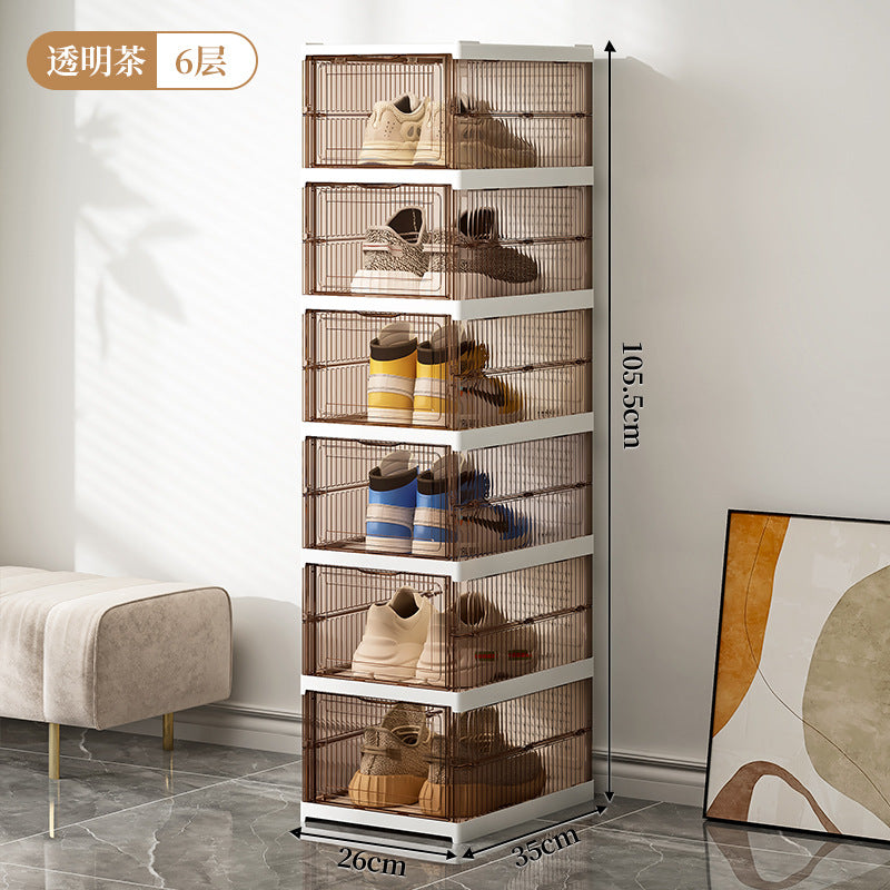 Einfacher, staubdichter Schuh-Organizer aus Kunststoff, transparente Schuhbox, montagefrei, faltbares Schuhregal