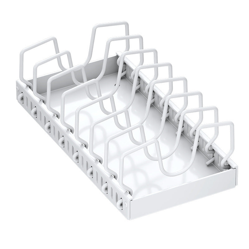 Sorgfältig ausgewähltes Deckelregal für die Küche, verstellbarer Topfhalter, Topfregal, Arbeitsplatten-Schrank, Geschirrregal, ausziehbares Aufbewahrungsregal