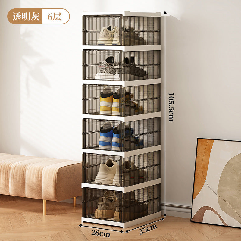 Einfacher, staubdichter Schuh-Organizer aus Kunststoff, transparente Schuhbox, montagefrei, faltbares Schuhregal