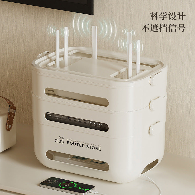 WLAN-Router-Aufbewahrungsbox, TV-Set-Top-Box-Regal, Kabelmanagement, Desktop-Organizer für Modem/Router