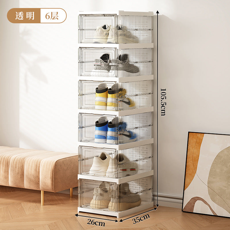 Einfacher, staubdichter Schuh-Organizer aus Kunststoff, transparente Schuhbox, montagefrei, faltbares Schuhregal
