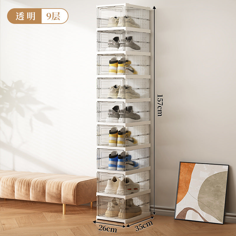Einfacher, staubdichter Schuh-Organizer aus Kunststoff, transparente Schuhbox, montagefrei, faltbares Schuhregal