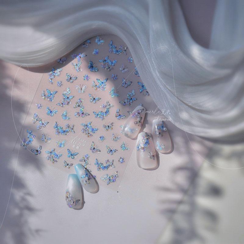 Shell Light Butterfly Bubble Nail Art Stickers New 3D