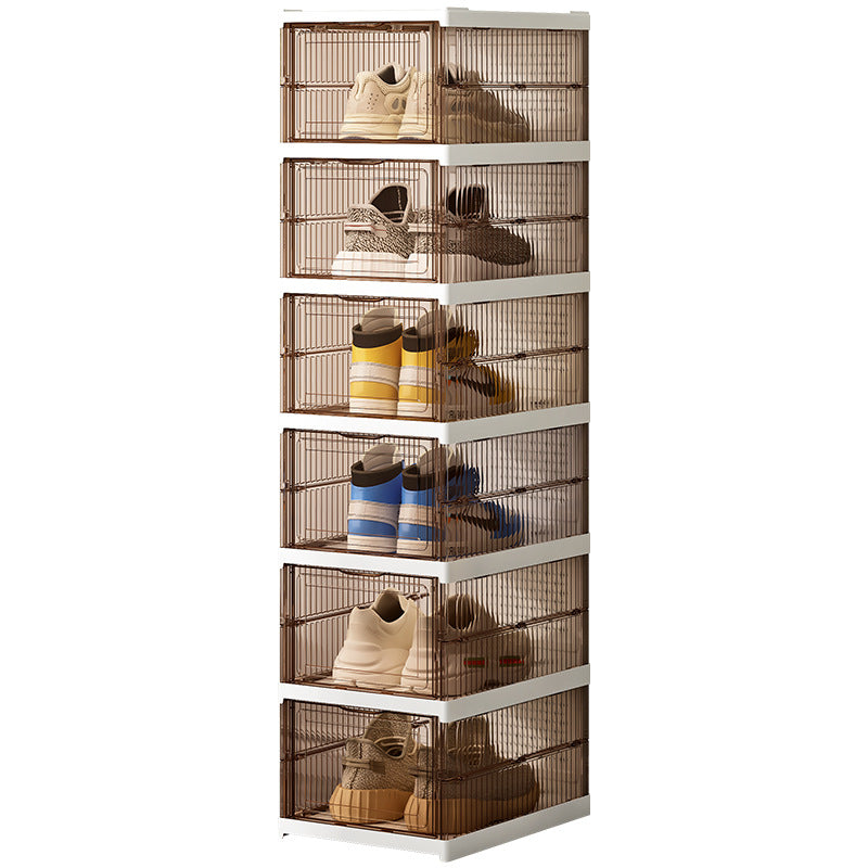 Einfacher, staubdichter Schuh-Organizer aus Kunststoff, transparente Schuhbox, montagefrei, faltbares Schuhregal