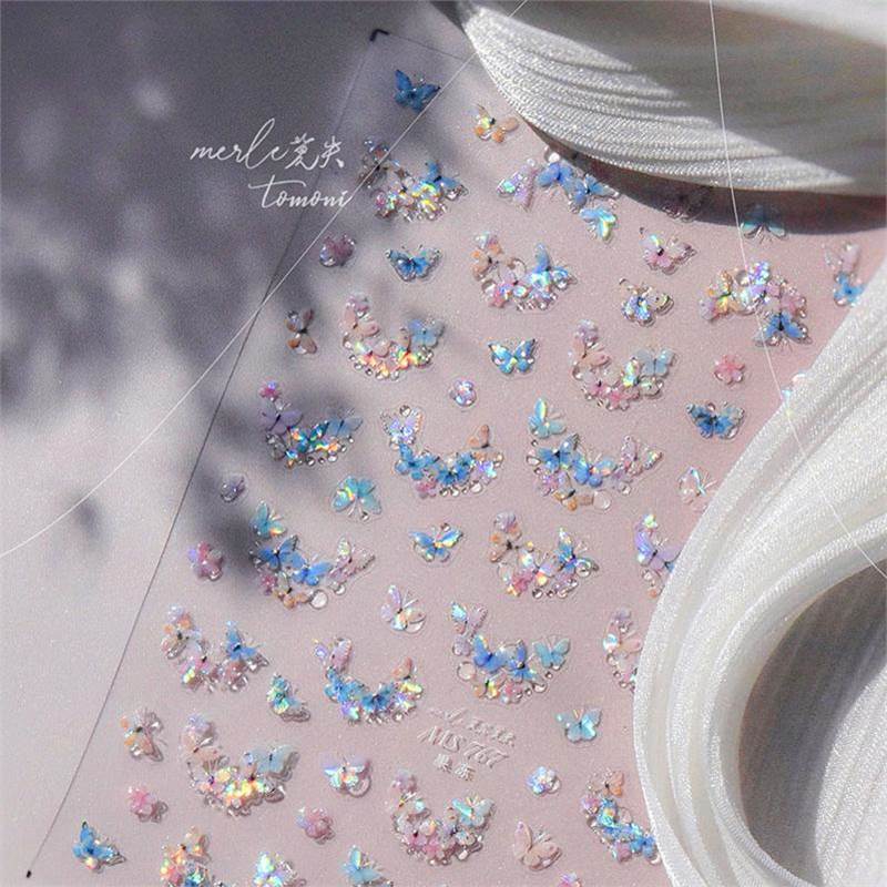 Shell Light Butterfly Bubble Nail Art Stickers New 3D
