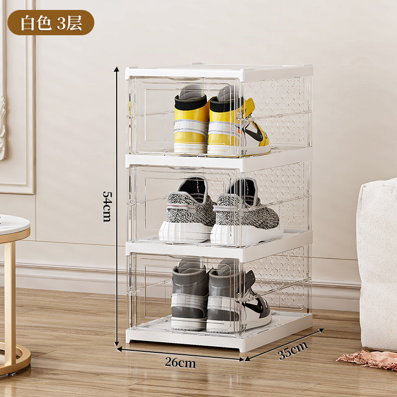 Einfacher, staubdichter Schuh-Organizer aus Kunststoff, transparente Schuhbox, montagefrei, faltbares Schuhregal