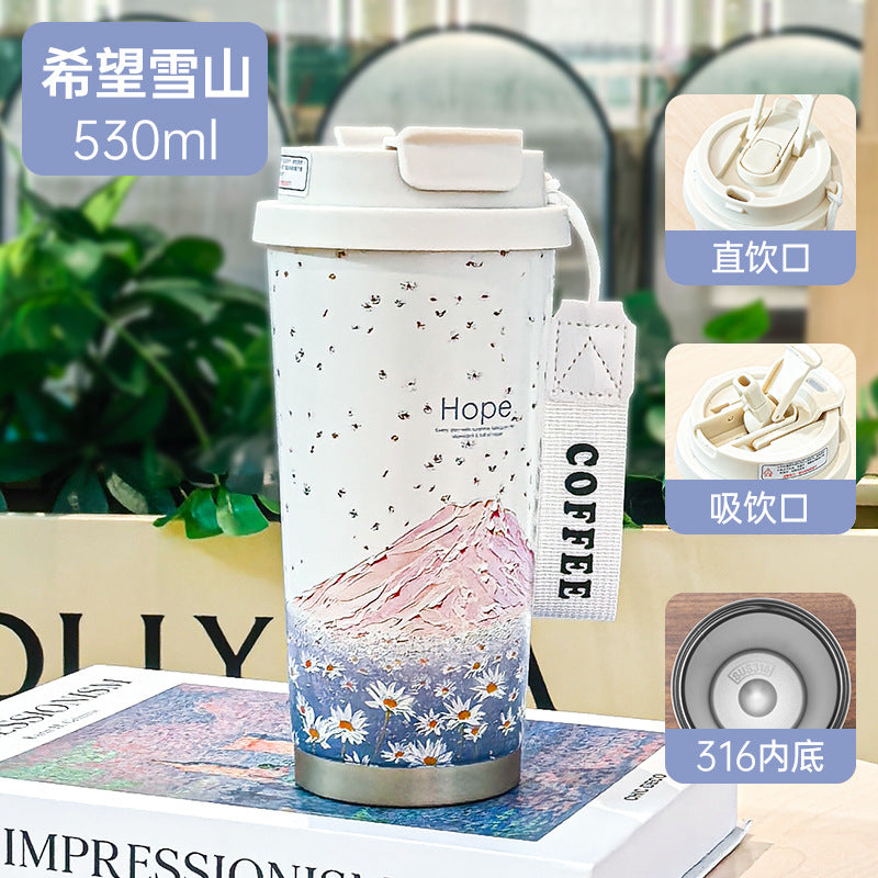 Sommer-Isolierbecher aus Edelstahl, Thermobecher, Kaffeebecher, doppelwandiger Auto-Becher, Geschenkbecher mit Smart-Display, personalisierbar