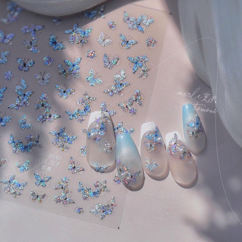Shell Light Butterfly Bubble Nail Art Stickers New 3D