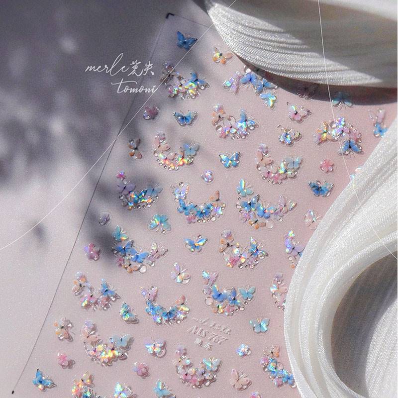 Shell Light Butterfly Bubble Nail Art Stickers New 3D