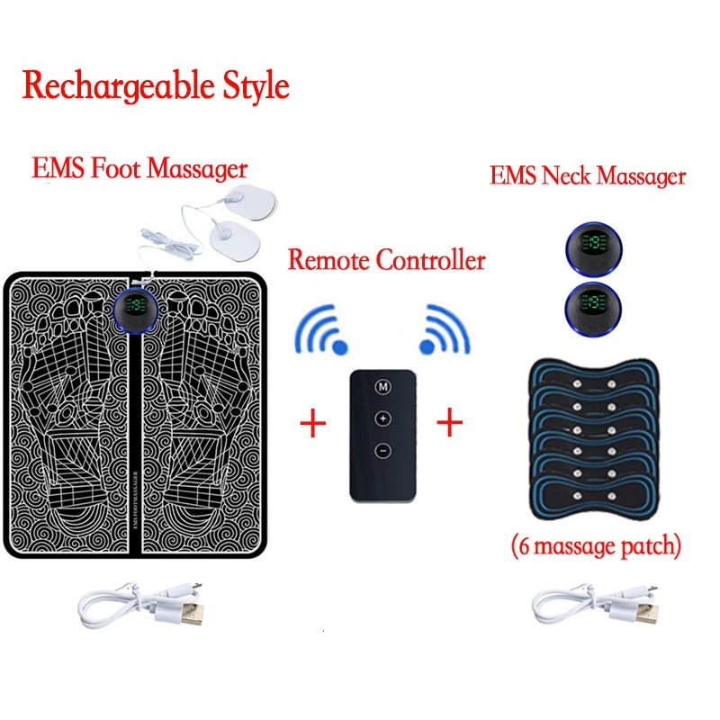 Wiederaufladbare EMS-Fußmassage-Matte mit Fernbedienung