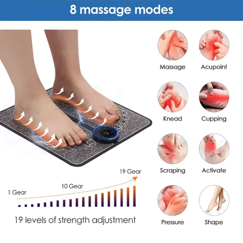 Wiederaufladbare EMS-Fußmassage-Matte mit Fernbedienung