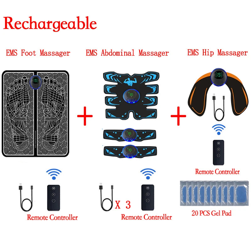 Wiederaufladbare EMS-Fußmassage-Matte mit Fernbedienung